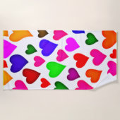Serviette De Plage Motif cardiaque multicouleur dynamique (Devant)