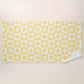 Serviette De Plage Motif caro jaune et blanc (Devant)