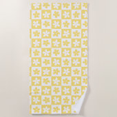 Serviette De Plage Motif caro jaune et blanc (Devant)
