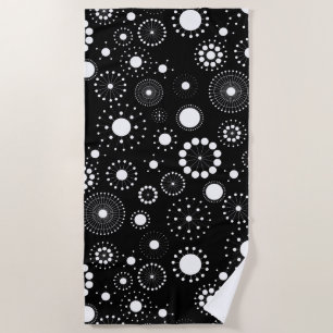 Serviette De Plage Motif Cercles Abstraits noir et blanc