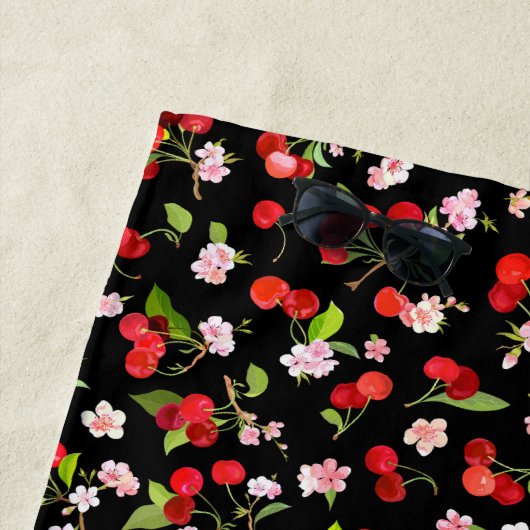 Serviette De Plage Motif cerise 2 (En situation)