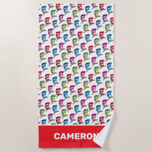 Serviette De Plage Motif Chapeau Coloré du Chat au Chapeau