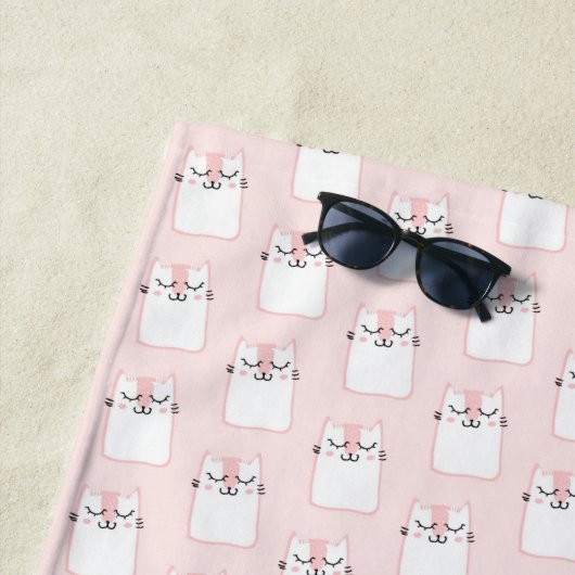 Serviette De Plage Motif chat chaton mignon dormant (En situation)