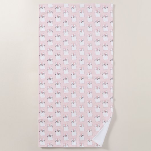 Serviette De Plage Motif chat chaton mignon dormant (Devant)