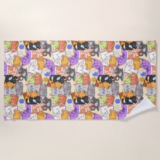 Serviette De Plage Motif chats mignons    (Devant)