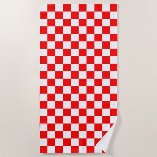 Serviette De Plage Motif chèque À damiers blanc rouge (Devant)