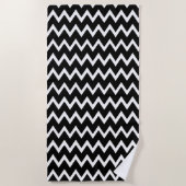 Serviette De Plage Motif Chevron noir et blanc (Devant)