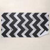 Serviette De Plage Motif chevron rustique noir et blanc (Devant)