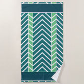 Serviette De Plage Motif Chevron Sarcelle (Devant)
