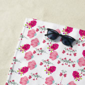 Serviette De Plage Motif Chic Fleurs Roses (En situation)