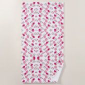 Serviette De Plage Motif Chic Fleurs Roses (Devant)