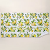 Serviette De Plage Motif citron, Fleurs de citron, Feuilles, Citrus (Devant)