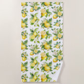 Serviette De Plage Motif citron, Fleurs de citron, Feuilles, Citrus (Devant)