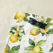 Serviette De Plage Motif citron, Fleurs de citron, Feuilles, Votre No (En situation)