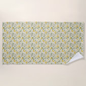 Serviette de plage Motif citrons & fleurs (Devant)
