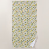 Serviette de plage Motif citrons & fleurs (Devant)