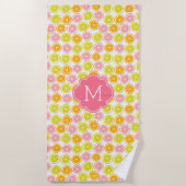 Serviette De Plage Motif Citrus brillant Monogramme (Devant)