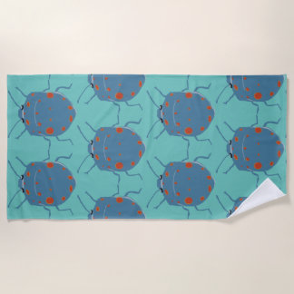 Serviette De Plage Motif Coléoptères, insectes bleus