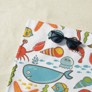 Serviette De Plage Motif coloré de plage côtière