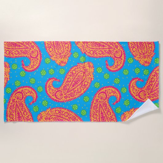 Serviette De Plage Motif coloré Paisley (Devant)