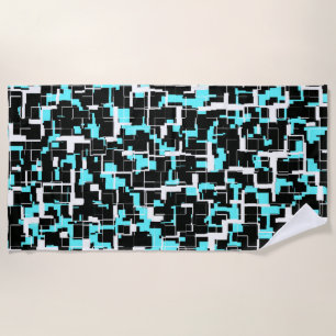 Serviette De Plage Motif cool tendance noir blanc bleu