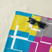 Serviette De Plage Motif cool violet bleu jaune gris (En situation)