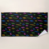 Serviette De Plage Motif couleur Retro Neon Lightning (Devant)