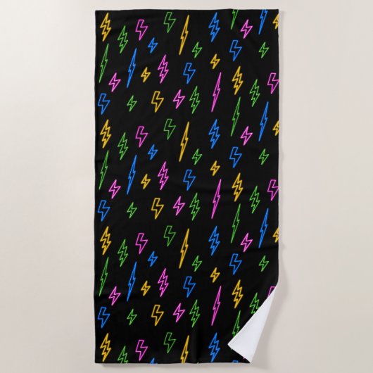 Serviette De Plage Motif couleur Retro Neon Lightning (Devant)