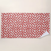 Serviette De Plage Motif Crème Et Ligne Abstraite Rouge (Devant)
