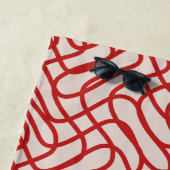 Serviette De Plage Motif Crème Et Ligne Abstraite Rouge (En situation)
