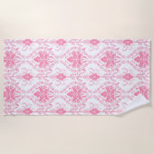 Serviette De Plage motif damassé rose blanc (Devant)