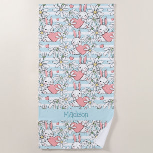 Serviette De Plage Motif d'amour de texte personnalisé