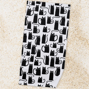 Serviette De Plage Motif d'amusement de chat noir