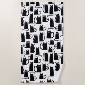 Serviette De Plage Motif d'amusement de chat noir (Devant)