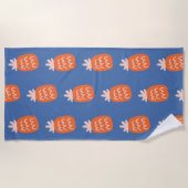 Serviette De Plage Motif d'ananas en bleu et orange (Devant)