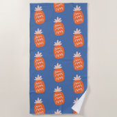 Serviette De Plage Motif d'ananas en bleu et orange (Devant)