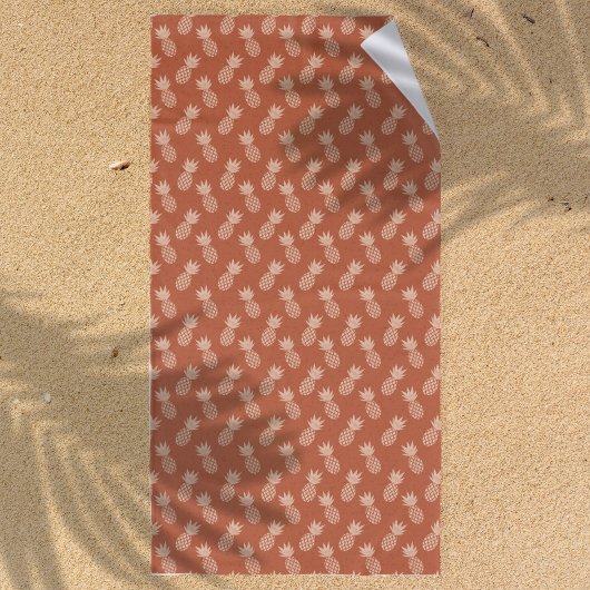 Serviette De Plage Motif d'ananas tropique Terracotta & Peach