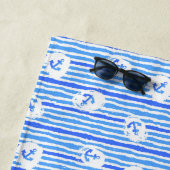 Serviette De Plage Motif d'Ancre d'aquarelle (En situation)