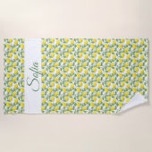 Serviette De Plage Motif d'aquarelle de citron jaune rustique (Devant)