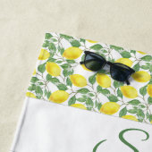 Serviette De Plage Motif d'aquarelle de citron jaune rustique (En situation)