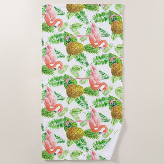 Serviette De Plage Motif d'aquarelle de jardin tropical (Devant)