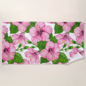 Serviette De Plage Motif d'aquarelle d'hibiscus rose (Devant)