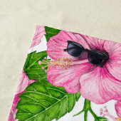 Serviette De Plage Motif d'aquarelle d'hibiscus rose (En situation)
