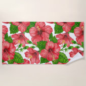 Serviette De Plage Motif d'aquarelle d'hibiscus rouge (Devant)
