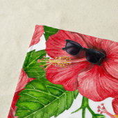 Serviette De Plage Motif d'aquarelle d'hibiscus rouge (En situation)