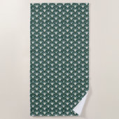 Serviette De Plage Motif d'art déco d'or vert chic (Devant)