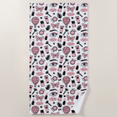 Serviette De Plage Motif d'autocollant de maquillage (Devant)