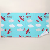 Serviette De Plage Motif d'avion en bleu (Devant)