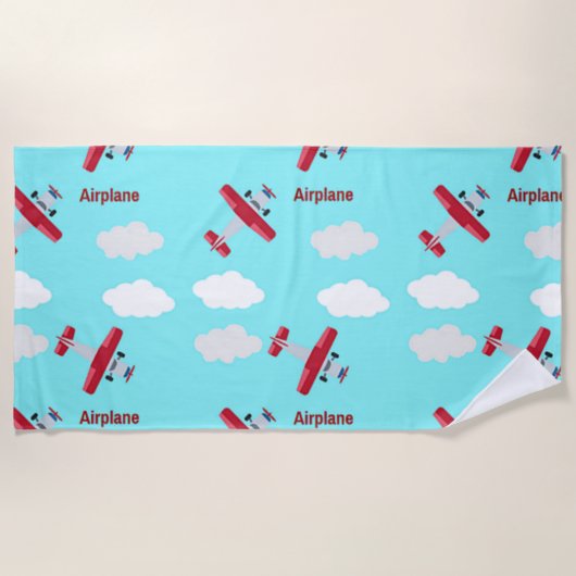 Serviette De Plage Motif d'avion en bleu (Devant)