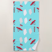 Serviette De Plage Motif d'avion en bleu (Devant)